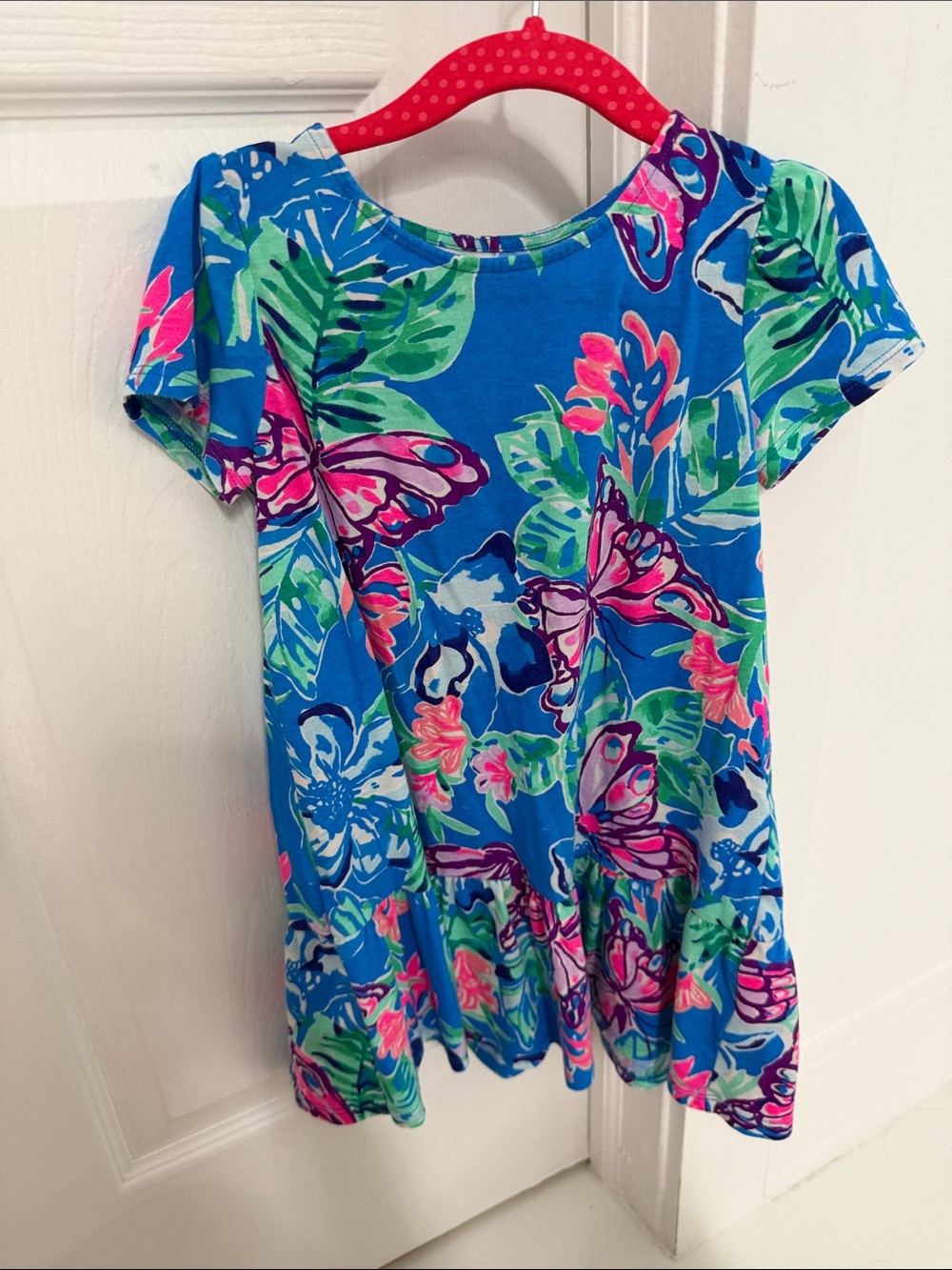 Lilly Pulitzer Blue Floral & Pink Butterfly Kids Dress